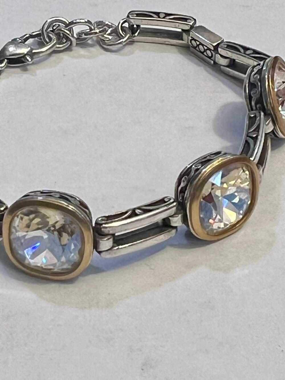 The Brighton Venusian 5 two tone Bezel Set Cushion Cut Crystal Bracelet